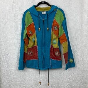 Greater Good Network Colorful Boho Patchwork Hoodie sz S/M